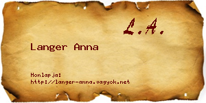 Langer Anna névjegykártya
